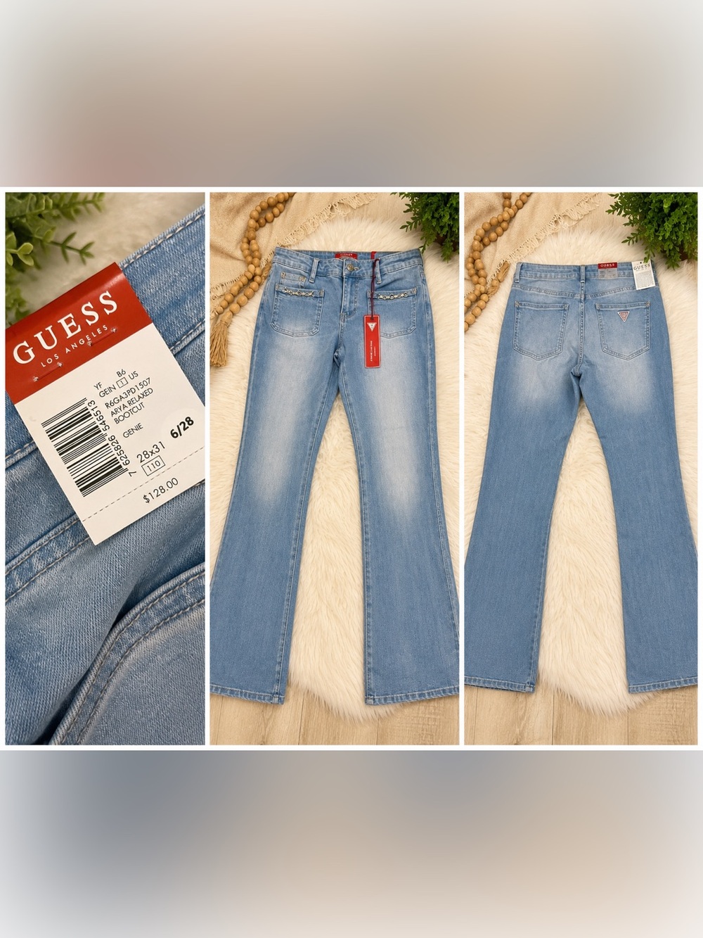 ✨ GUESS Arya Relaxed Bootcut Jeans – Light Wash – NWT – Size 28x31